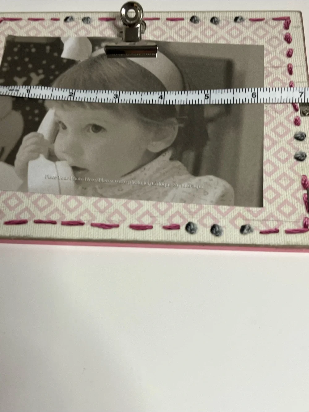 Baby girl Newborn Photo Frame Primitives by Kathy Hinged wood Stitch Art Gift